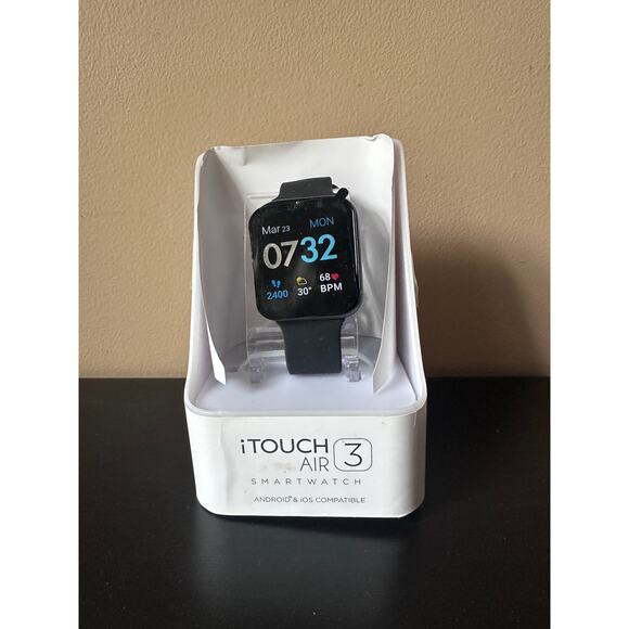 iTouch Air 3 44mm Black Case/ Black Strap Smartwatch New in Open Box - Picture 1 of 8